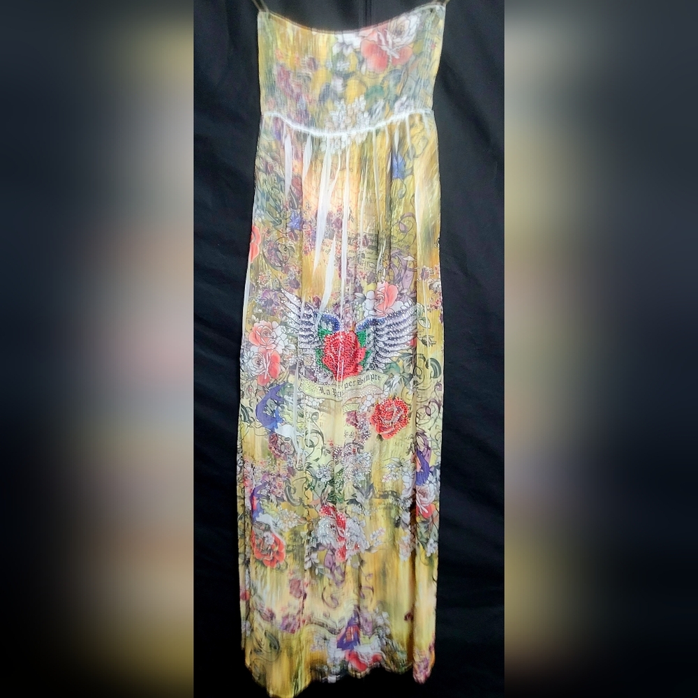 NWOT S-Twelve Strappless 51" Rhinestone Embellished Dress